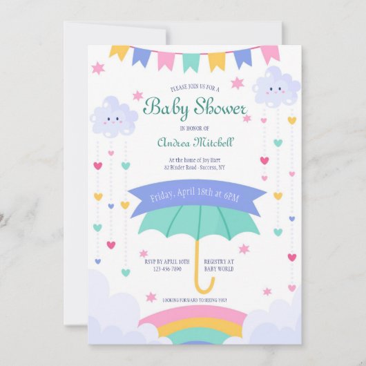 ベビーシャワー招待状ハン描ド- 招待状 (正面)