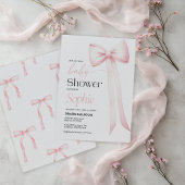 ベビーシャワー招待状ピンクコケットボウ 招待状