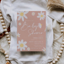 ベビーシャワー招待状ピンクデイジー
