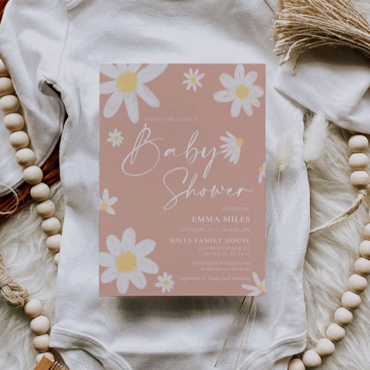 ベビーシャワー招待状ピンクデイジー 招待状