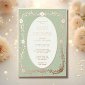 ベビーシャワー招待状フォイル男女兼用フローラ 箔招待状