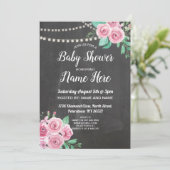 ベビーシャワー招待状フラワーチョークフローラピンクローズ 招待状 (スタンド正面)