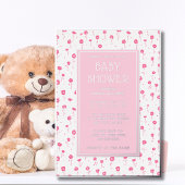 ベビーシャワー招待状フローラピンクシルバーキュート 箔招待状