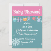 ベビーシャワー招待状ブルーとピンク 招待状 (正面)