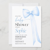 ベビーシャワー招待状ブルーコケットボウ 招待状 (正面)