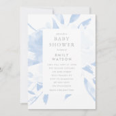 ベビーシャワー招待状ブルーフローラ水彩 招待状 (正面)