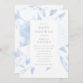 ベビーシャワー招待状ブルーフローラ水彩 招待状 (正面/裏面)