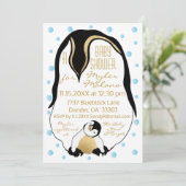 ベビーシャワー招待状ブルーベビー&モンマイペンギン 招待状 (スタンド正面)