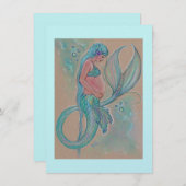 ベビーシャワー招待状ブルーマーメイドバイレニー 招待状 (正面/裏面)