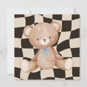 ベビーシャワー招待状ベアーオンチェッカーボード 招待状 (正面)
