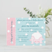 ベビーシャワー招待状ベビーガールピンクブルー 招待状 (スタンド正面)