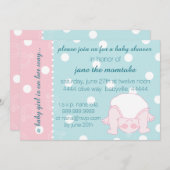 ベビーシャワー招待状ベビーガールピンクブルー 招待状 (正面/裏面)