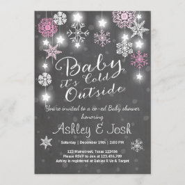 ベビーシャワー招待状ベビーガール外は寒い 招待状
