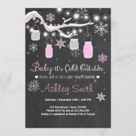 ベビーシャワー招待状ベビーガール外は寒い 招待状