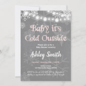 ベビーシャワー招待状ベビー冬の外は寒い 招待状 (正面)