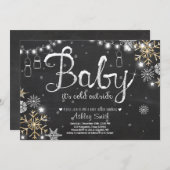 ベビーシャワー招待状ベビー外は寒い 招待状 (正面/裏面)