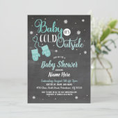ベビーシャワー招待状ベビー外は寒い 招待状 (スタンド正面)