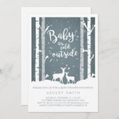 ベビーシャワー招待状ベビー鹿の外は寒い 招待状 (正面/裏面)
