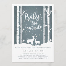 ベビーシャワー招待状ベビー鹿の外は寒い