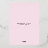 ベビーシャワー招待状ホイルファンキーピンクローズ金ゴールド 箔招待状 (裏面)