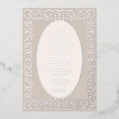 ベビーシャワー招待状ホイル男女兼用トープ 箔招待状 (正面)