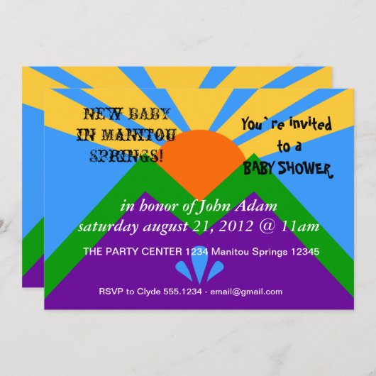 ベビーシャワー招待状マニトウ州旗春 招待状 (正面/裏面)