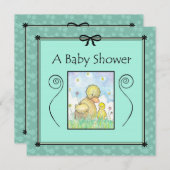 ベビーシャワー招待状ママ&ベビーダックス 招待状 (正面/裏面)