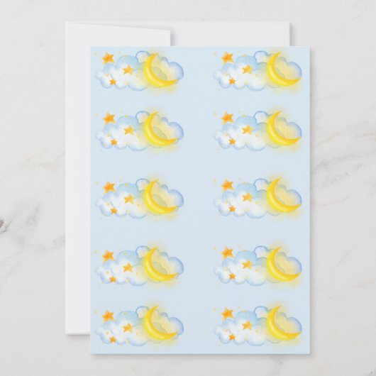 ベビーシャワー招待状ムーンアンドスターズテーマ 招待状 (裏面)