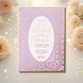 ベビーシャワー招待状ラ男女兼用ベンダー 箔招待状