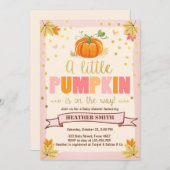 ベビーシャワー招待状リトルカボキンピンクガール秋 招待状 (正面/裏面)