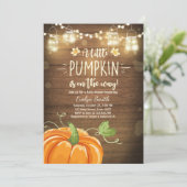 ベビーシャワー招待状リトルカボチャ秋ウッド素朴 招待状 (スタンド正面)