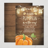 ベビーシャワー招待状リトルカボチャ秋ウッド素朴 招待状 (正面/裏面)