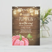 ベビーシャワー招待状リトルカボチャ秋ピ素朴ンク 招待状 (スタンド正面)