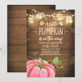 ベビーシャワー招待状リトルカボチャ秋ピ素朴ンク 招待状 (正面/裏面)