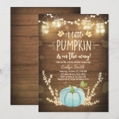 ベビーシャワー招待状リトルカボチャ秋素朴ボーイ 招待状 (正面/裏面)