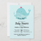 ベビーシャワー招待状少年のかわいいクジラ 招待状 (正面)
