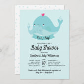 ベビーシャワー招待状少年のかわいいクジラ 招待状 (正面/裏面)