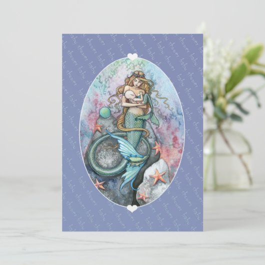 ベビーシャワー招待状招待状マーメイドとベビー 招待状 (スタンド正面)