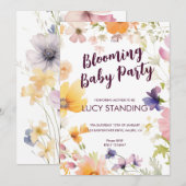 ベビーシャワー招待状春ワイルドフラワー 招待状 (正面/裏面)