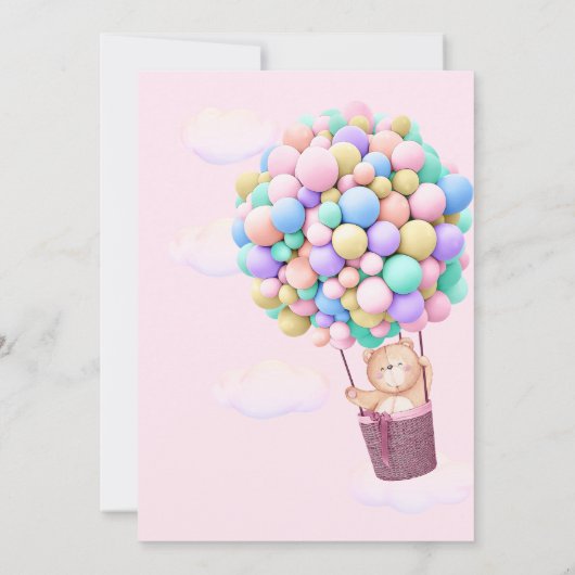 ベビーシャワー招待状気球ベアービーバルーブ待って！ 招待状 (裏面)