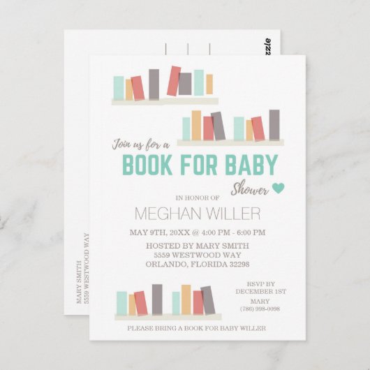 ベビーシャワー招待状用ブック ポストカード (正面/裏面)