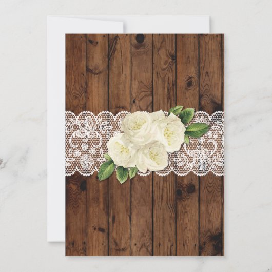 ベビーシャワー招待状素朴パーティーレースウッドバラ 招待状 (裏面)