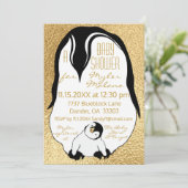 ベビーシャワー招待状金ゴールドベビー&モンマイペンギン 招待状 (スタンド正面)