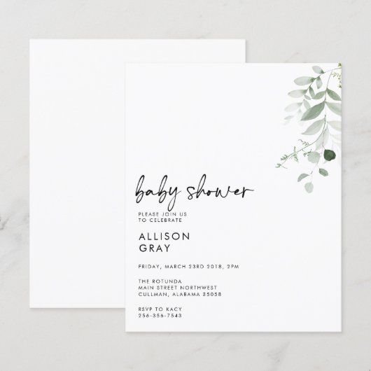 ベビーシャワー招待状 (正面/裏面)