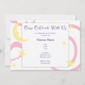 ベビーシャワー招待状5x7 -ベビーガールパープル 招待状 (裏面)