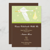 ベビーシャワー招待状5x7 -緑と茶 招待状 (正面/裏面)