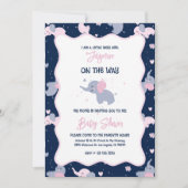 ベビーシャワー招待状 かわいい赤ちゃん象の柄 セーブザデート (正面)