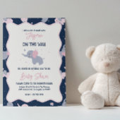 ベビーシャワー招待状 かわいい赤ちゃん象の柄 セーブザデート