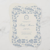 ベビーシャワー招待状 アンティーク フラワール トワール 招待状 (正面/裏面)