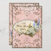 ベビーシャワー招待状 – エンチャント妖精の国プリンセス 招待状 (正面/裏面)